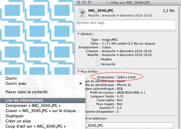 Résolution photo sur mac 