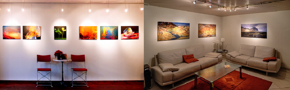 Exemple d'impression sur Alu-Dibond (de Peter Strebel) et sur Gallery-Bond (de Hans U.Oberli)