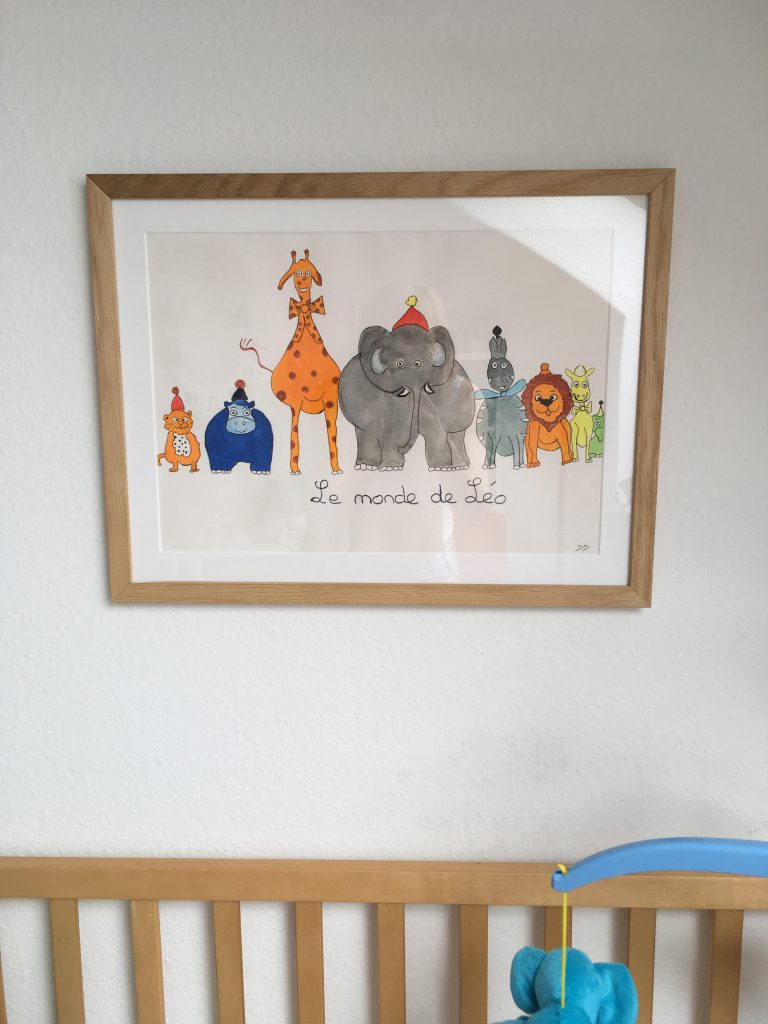 Déco chambre bébé photo encadrée avec des animaux / motifs enfantins / myposter
