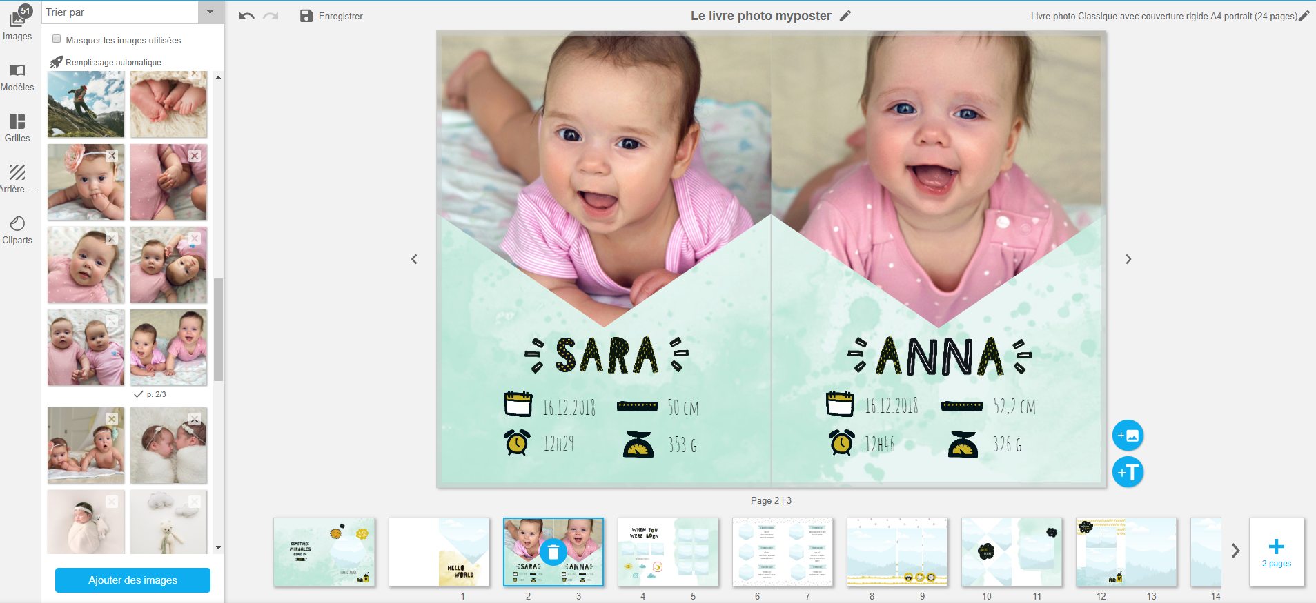 Créer son livre photo bébé dans le configurateur / myposter