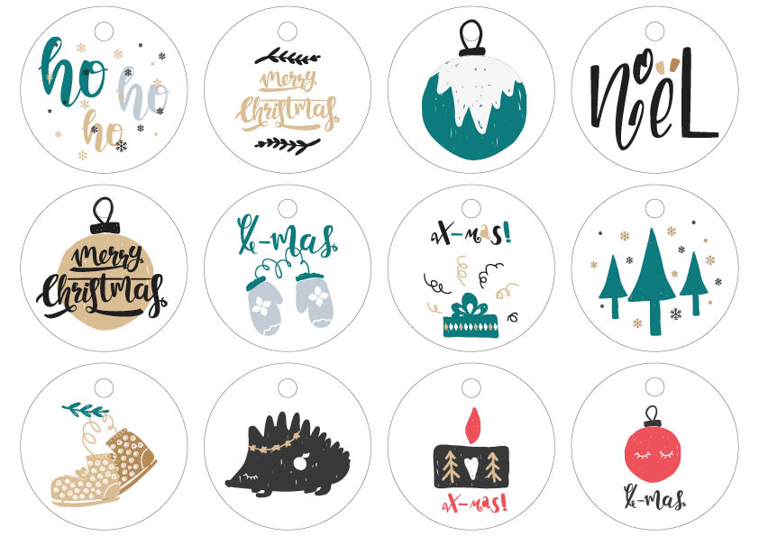 Étiquettes Cadeau Noël - 112 Autocollants, 28 Modèles (Père Noël, Rennes...) - Auto-adhésives, Papier Couché, Pour Emballages